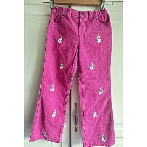 Lands End Girls‎ 6 Pink Corduroy Snowman Embroidered Pants New With Tags - Picture 1 of 7